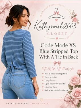 Code Mode XS Blue Stripped Top With A Tie in Back
